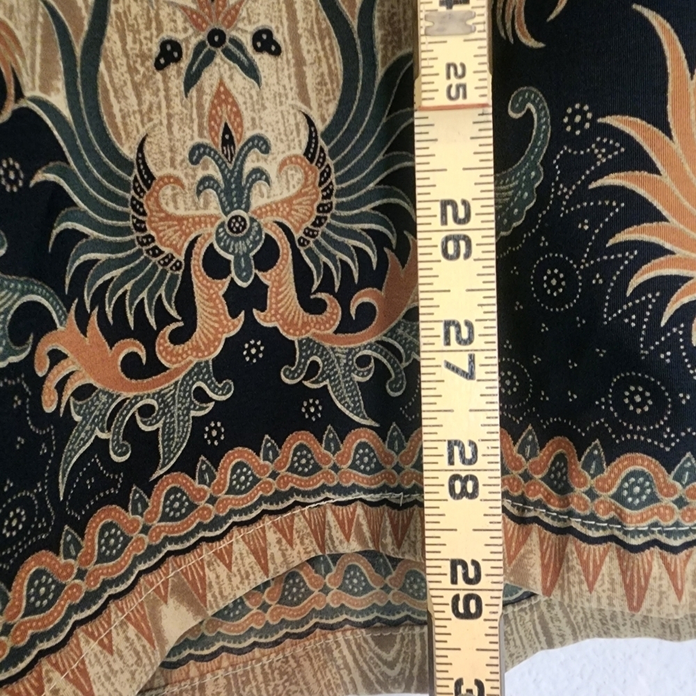 Vintage 7 Diamonds Mens Batik Pattern Button Up Shirt Short Sleeve Brown Size L - Picture 9 of 9